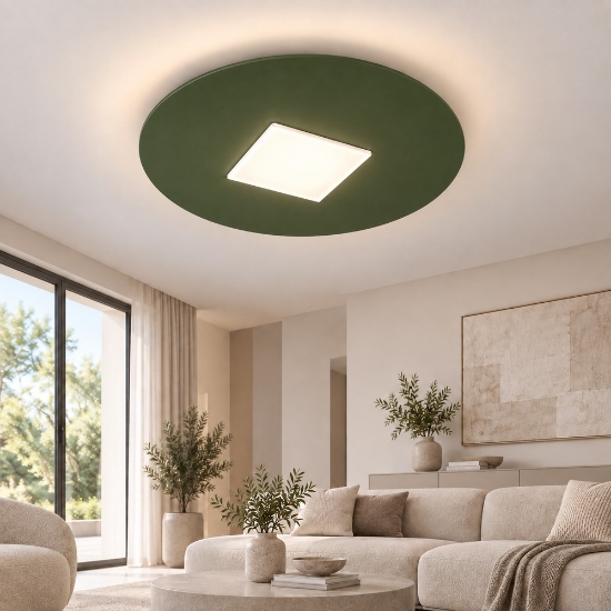 Plafoniera led 26w cct 3000k 4000k tonda moderna verde oliva 50cm
