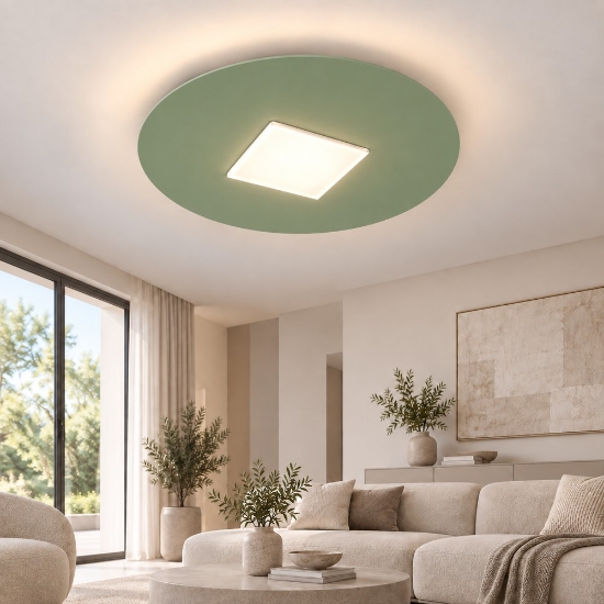 Plafoniera led 26w cct 3000k 4000k moderna tonda verde salvia per soggiorno