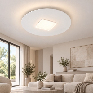 Plafoniera led 26w cct 3000k 4000k moderna tonda bianca 50cm