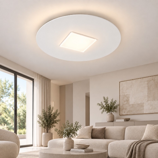 Plafoniera led 26w cct 3000k 4000k moderna tonda bianca 50cm
