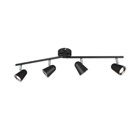 Plafoniera con faretti led 3.5w 3000k da soffitto nero opaco