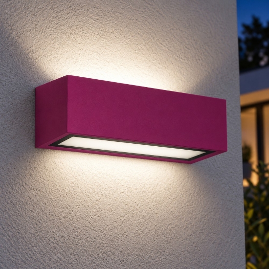Applique ip54 moderna da esterno magenta 26cm per balcone