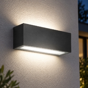 Applique moderna nera da esterno ip54 26cm per balcone