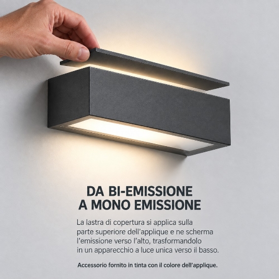Applique moderna nera da esterno ip54 26cm per balcone