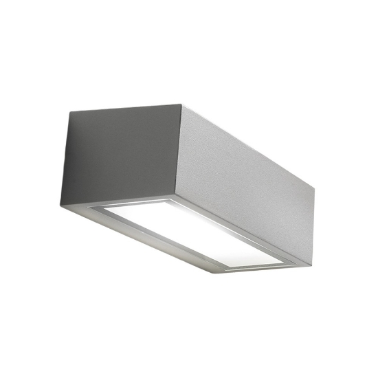 Applique da esterno moderna grigio perla ip54 26cm squadrata per facciata