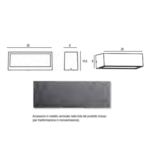 Applique da esterno moderna grigio perla ip54 26cm squadrata per facciata