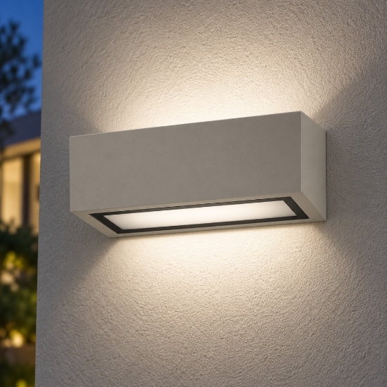 Applique moderna da esterno tortora ip54 26cm rettangolare squadrata