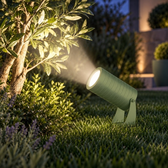 Faretto da esterno prato ip65 orientabile moderno verde salvia