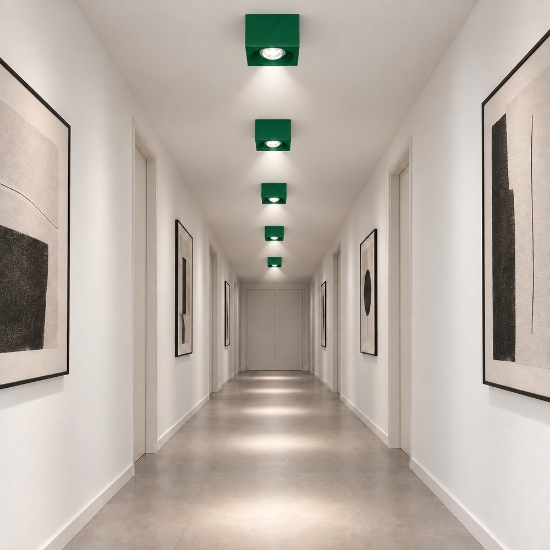 Faretto led da soffitto moderno quadrato verde bosco 8w 3000k