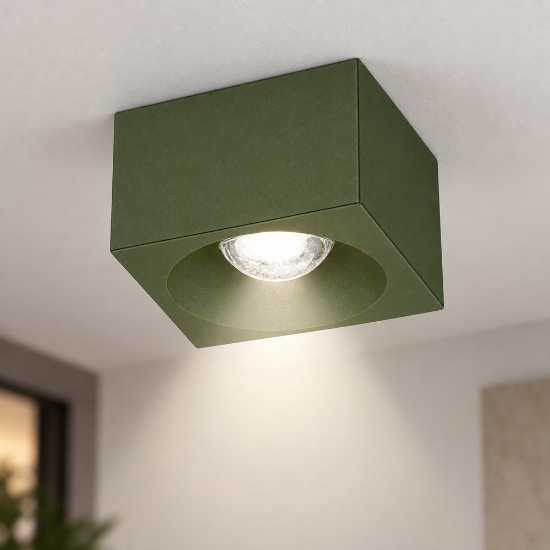 Faretto led da soffitto moderno quadrato verde oliva 8w 3000k