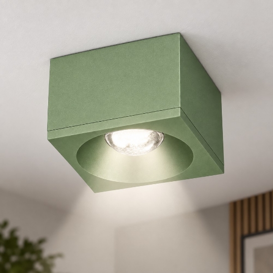 Faretto led da soffitto 8w 3000k quadrato moderno verde salvia