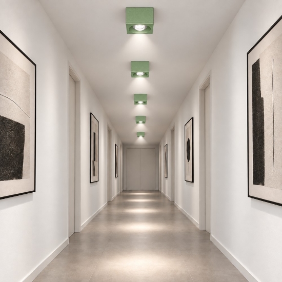 Faretto led da soffitto 8w 3000k quadrato moderno verde salvia
