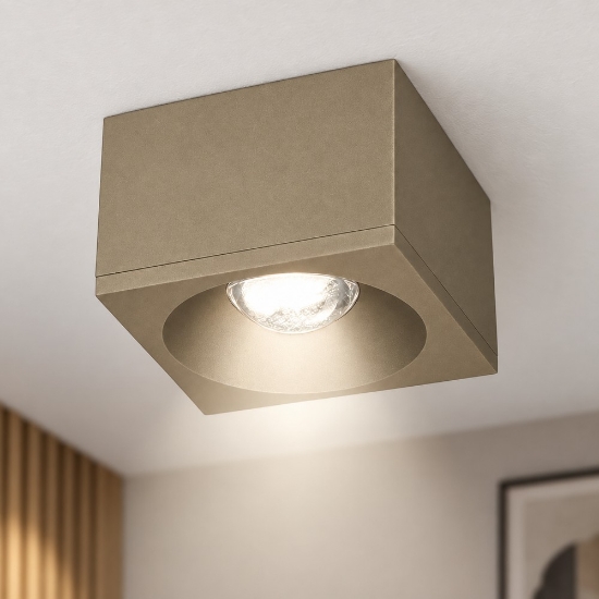 Faretto led da soffitto moderno quadrato sabbia bagnata 8w 3000k