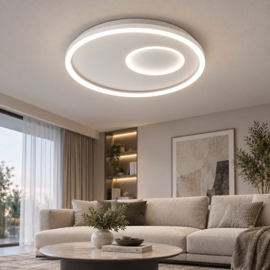 Gea luce melania plafoniera moderna led 50w 3000k circolare bianca