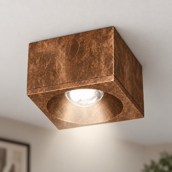 Faretto led da soffitto quadrato moderno foglia rame 8w 3000k