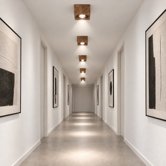 Faretto led da soffitto quadrato moderno foglia rame 8w 3000k