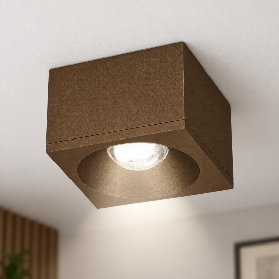 Faretto led da soffitto moderno quadrato ruggine per sala da pranzo