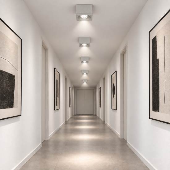 Faretto led da soffitto quadrato moderno grigio perla 8w 3000k