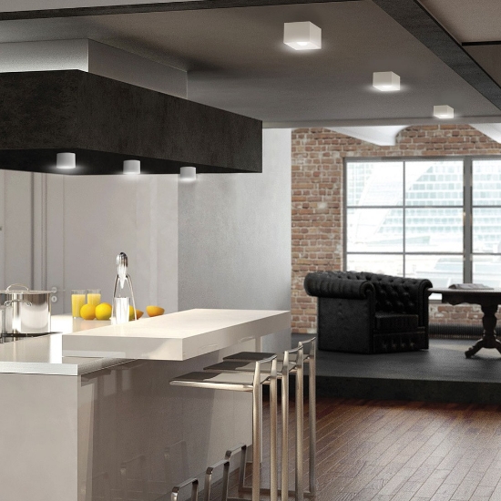 Faretto led da soffitto quadrato moderno grigio perla 8w 3000k