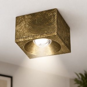 Faretto led 10w 3000k quadrato moderno foglia oro per soggiorno