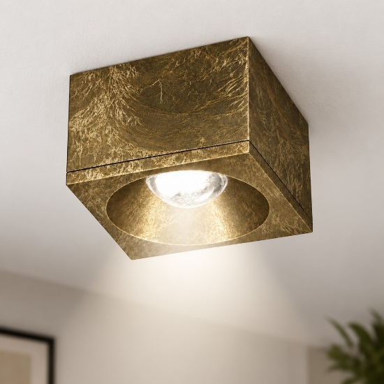 Faretto led 10w 3000k quadrato moderno foglia oro per soggiorno