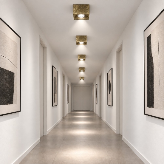 Faretto led 10w 3000k quadrato moderno foglia oro per soggiorno