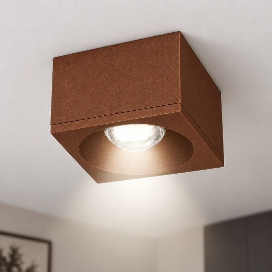 Faretto led 10w 3000k moderno da soffitto quadrato rame opaco