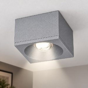 Faretto moderno quadrato grigio perla led 10w 3000k
