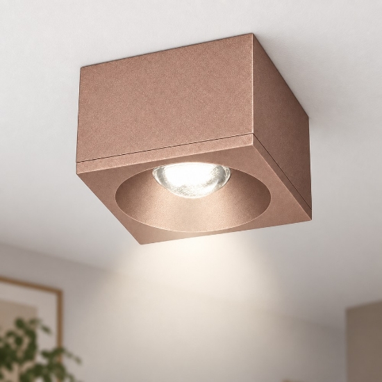 Faretto led da soffitto moderno quadrato oro rosato per soggiorno 8w 3000k