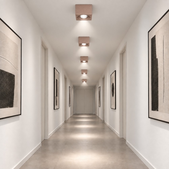 Faretto led da soffitto moderno quadrato oro rosato per soggiorno 8w 3000k
