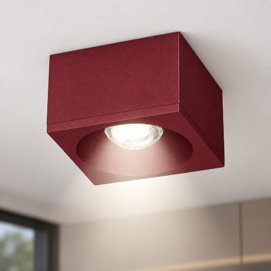 Faretto led da soffitto moderno quadrato bordeaux 8w 3000k