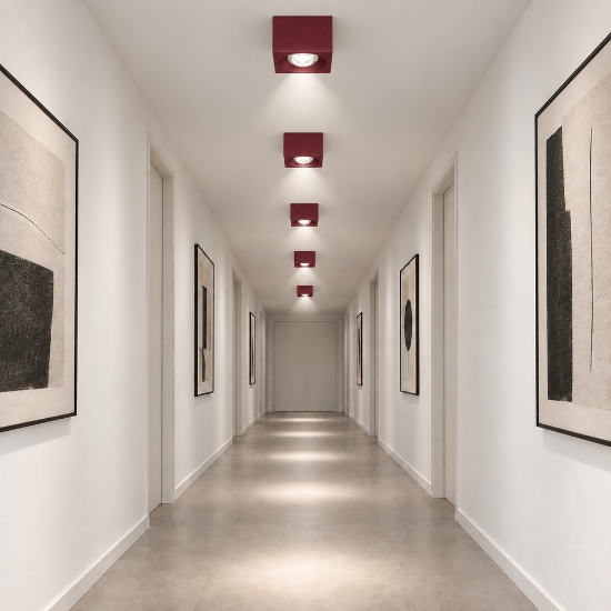 Faretto led da soffitto moderno quadrato bordeaux 8w 3000k