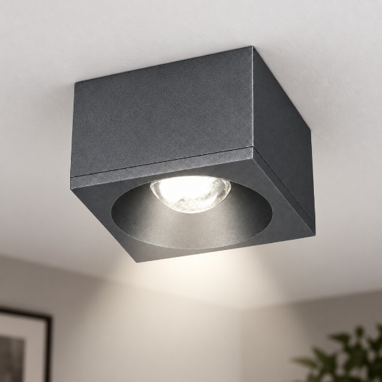 Faretto led da soffitto moderno quadrato antracite 8w 3000k