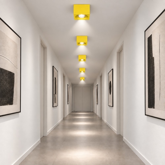 Faretto led da soffitto moderno quadrato giallo girasole 8w 3000k
