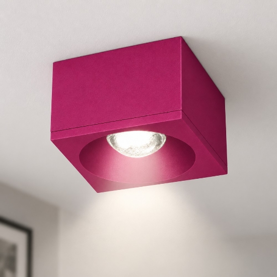 Faretto led da soffitto 8w 3000k moderno quadrato magenta