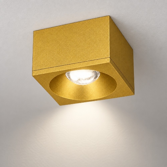 Faretto led da soffitto quadrato moderno oro opaco 8w 3000k