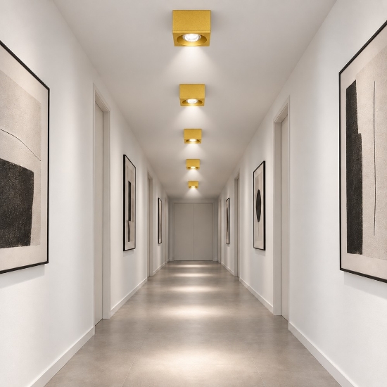 Faretto led da soffitto quadrato moderno oro opaco 8w 3000k