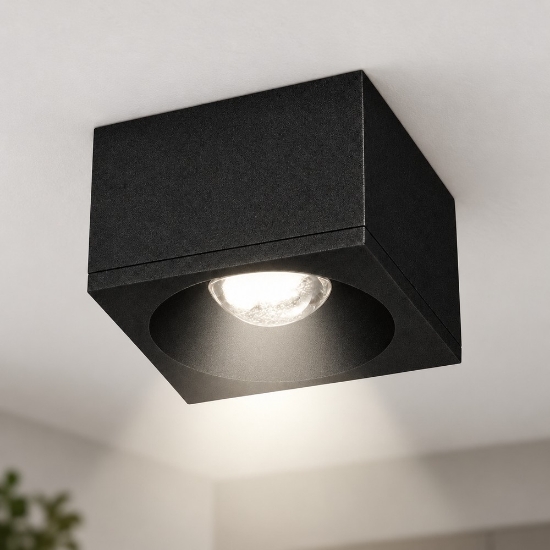 Faretto led da soffitto moderno quadrato nero 8w 3000k