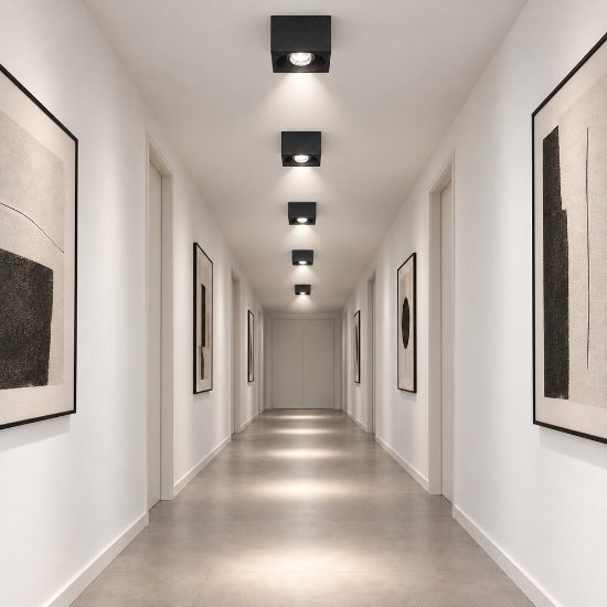 Faretto led da soffitto moderno quadrato nero 8w 3000k