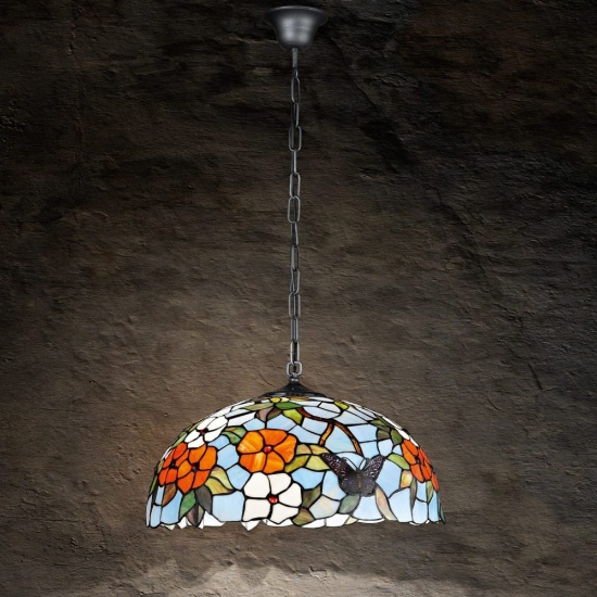 Lampada a sospensione per cucina moderna cupola multicolor vetro
