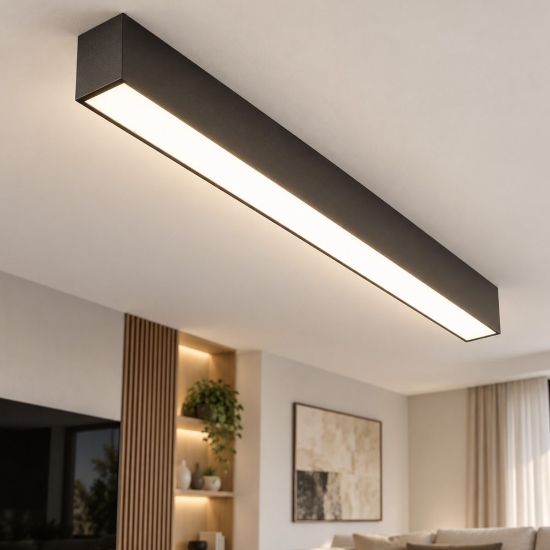 Perenz grid plafoniera per cucina moderna lineare nera led 19w cct 3000k 4000k 6000k dimmerabile