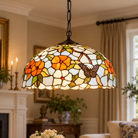 Lampada a sospensione per cucina moderna cupola multicolor vetro