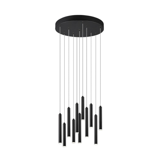 Lampadario moderno led 3000k dimmerabile rotondo nero opaco