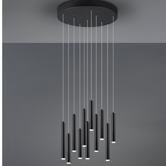 Lampadario moderno led 3000k dimmerabile rotondo nero opaco