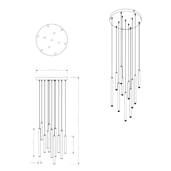 Lampadario moderno led 3000k dimmerabile rotondo nero opaco