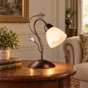 Lampada da tavolo classica ruggine anticato vetro 32cm