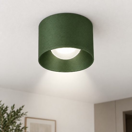 Faretto moderno da soffitto tondo verde oliva led 10w 3000k