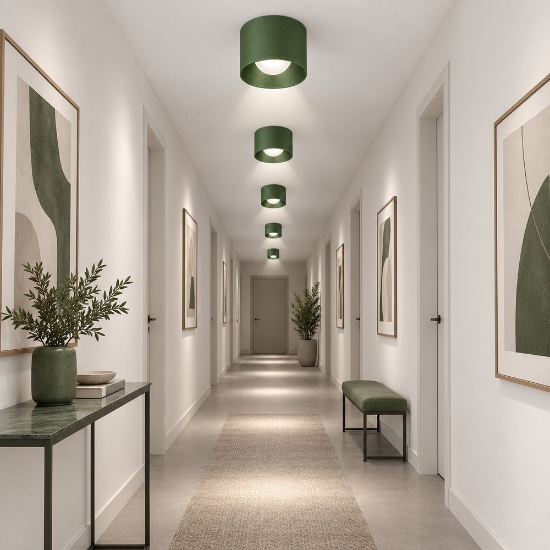 Faretto moderno da soffitto tondo verde oliva led 10w 3000k