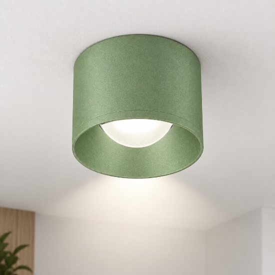 Faretto led 10w 3000k moderno da soffitto tondo verde salvia