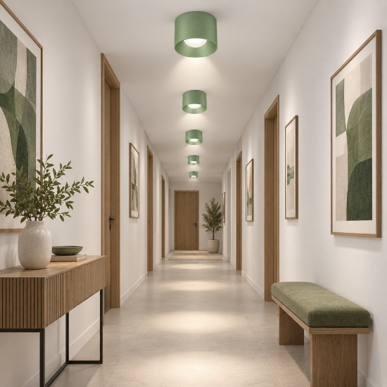 Faretto led 10w 3000k moderno da soffitto tondo verde salvia